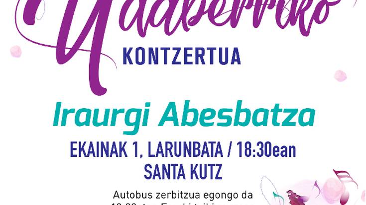 Iraurgi abesbatzak Udaberriko kontzertua emango du Santa Kutzen
